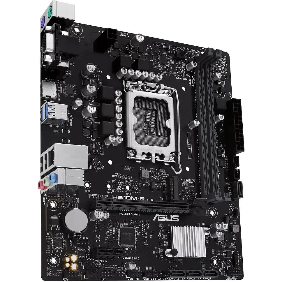 Материнська плата Asus Prime LGA1700, H610M-R-SI, H610, 2xDDR5, Int.Video(CPU), 4xSATA3, 1xM.2, 1xPCI-E 4.0x16, 1xPCI-E 3.0x1, ALC897, RTL 3xUSB3.2/4xUSB2.0, VGA/HDMI/DP, MicroATX - фото 4