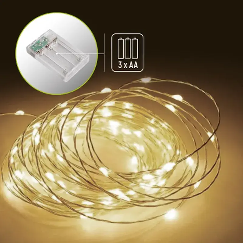 Гірлянда ColorWay Струна LED 50 5 м, теплий колір, 3 AA Battery (CW-G-50L5NB) - фото 2