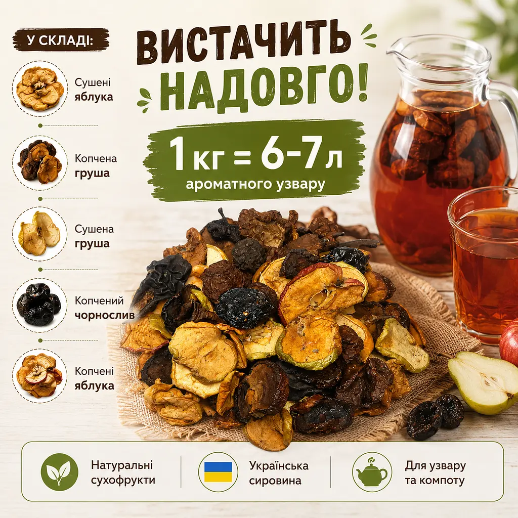 Компотна суміш, Суміш сухофруктів для компоту (яблука, груша, чорнослив) 10кг, Україна - фото 3