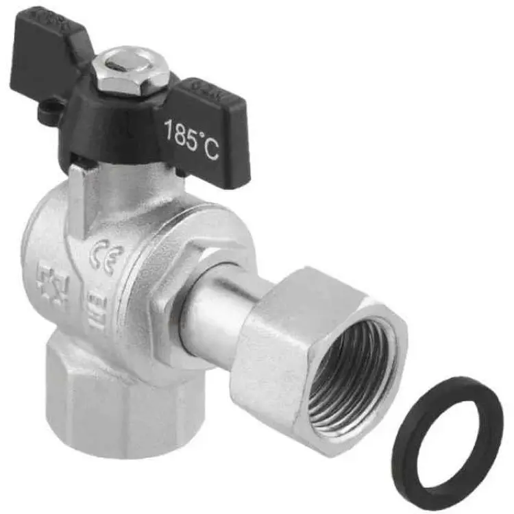 Кран кульовий RAFTEC 1/2" кутовий з накид. гайкою ВВ, DRBZ1, метелик, BLACK