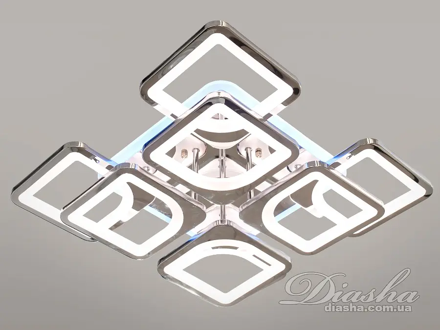 Потолочный лед люстра с диммером и LED подсветкой, 130W, хром. - фото 2