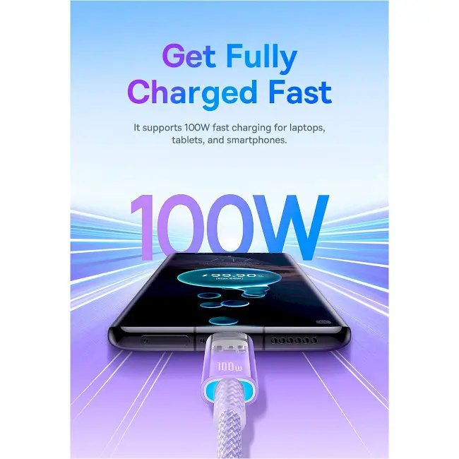 Кабель Baseus Explorer Series Fast Charging Cable with Smart Temperature Control Cable Type-C to Type-C 100W 1 - фото 8