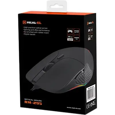 Компьютерная мышка Real-El RM-295 USB Black (EL123200031) - фото 7