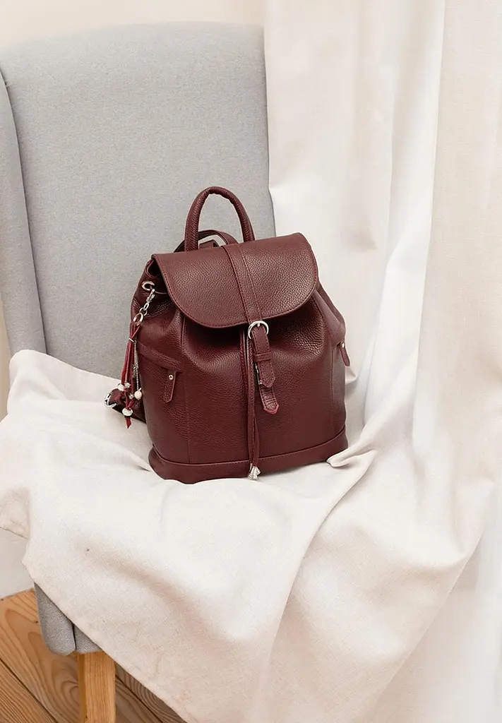 Кожаный женский рюкзак Олсен марсала - фото 7