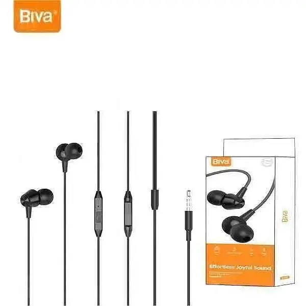 Навушники з мікрофоном Biva HF-14 Wirred Earphones With Mic Black - фото 2
