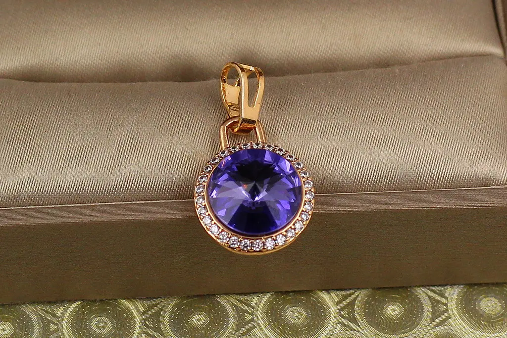 Кулон Xuping Jewelry Романс із фіолетовим каменем 1,4 см золотистий
