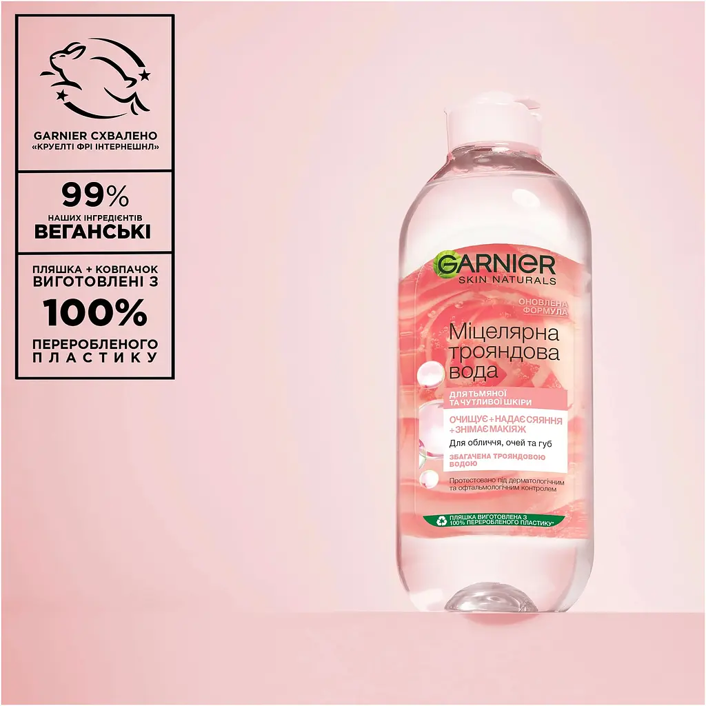Міцелярна вода Garnier Skin Naturals, з екстрактом трояндової води, 400 мл - фото 6