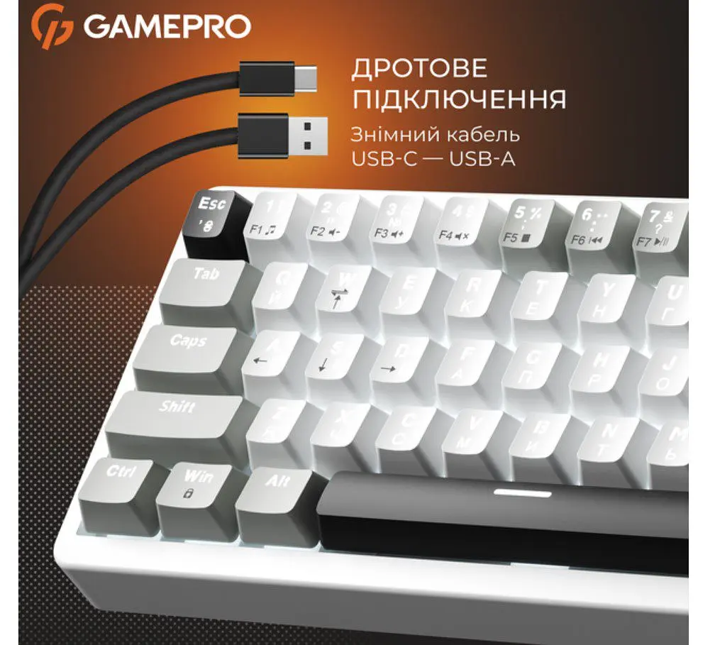 Клавіатура ігрова механічна GamePro GPMK-116 Genesis Silver light USB Red Swich Hot-Swap N-KRO Grey - фото 12