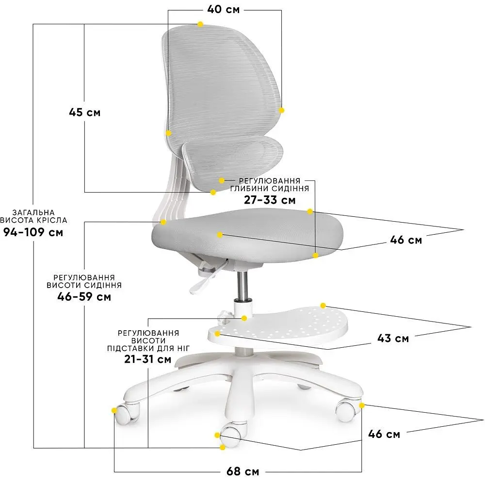 Детское кресло Evo-Kids Sirius Air Grey (Y-605 G)  - фото 3