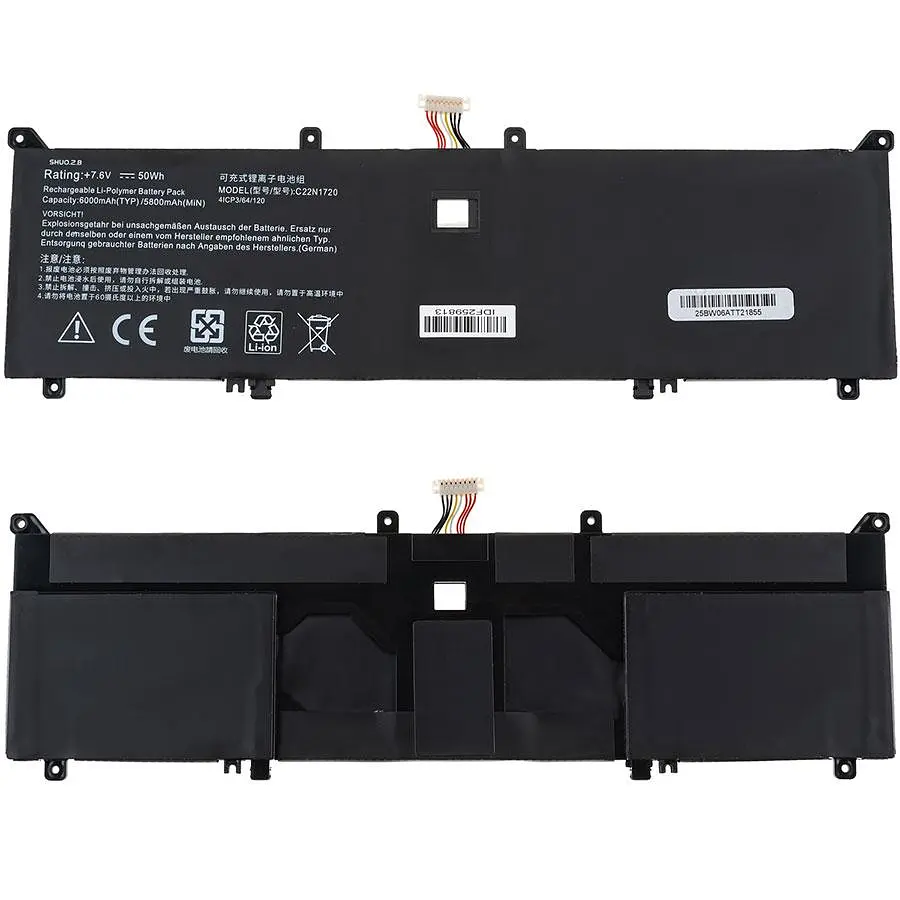 Батарея для ноутбука Asus C22N1720 (ZenBook UX391UA UX391FA series) 7.7V 6300mAh 50Wh Чорний - фото 2