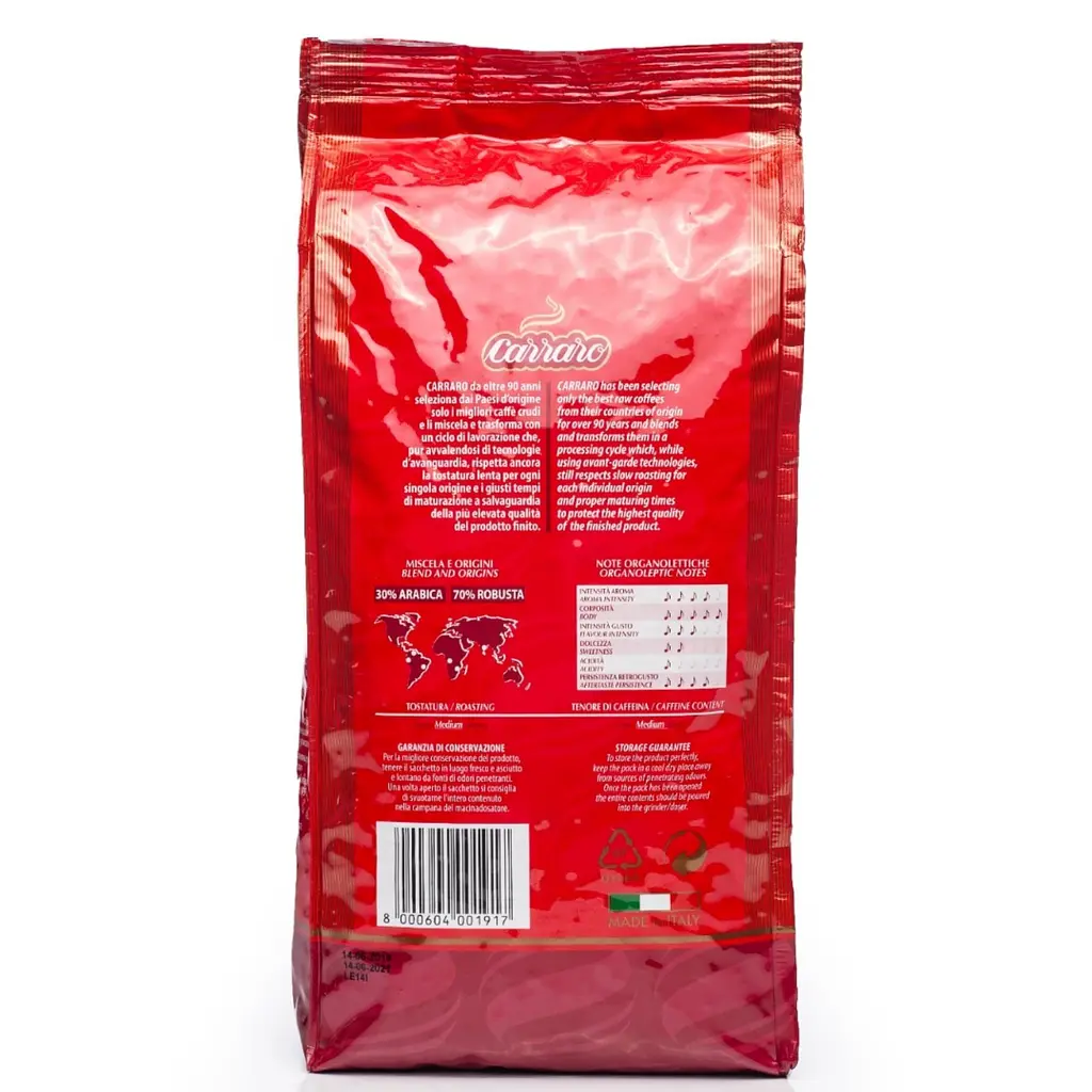 Кава в зернах Carraro Globo Rosso 1 кг - фото 2