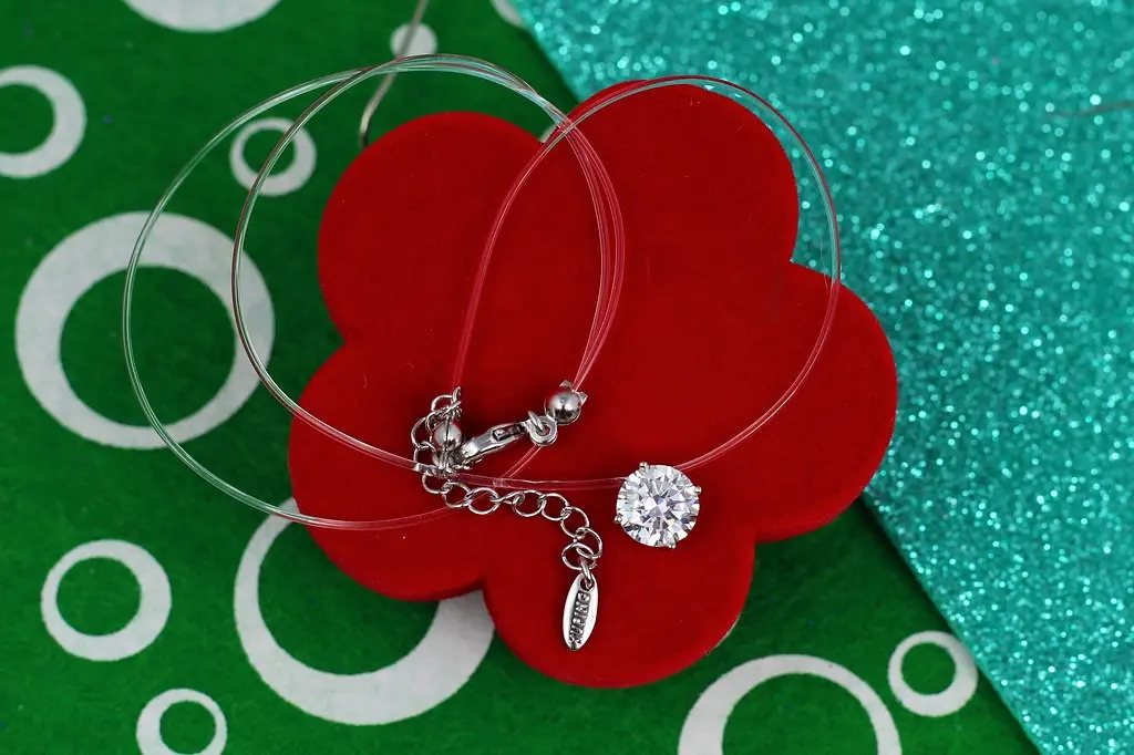 Ліска Xuping Jewelry камінь 8 мм 40 см додаток 5 см срібляста