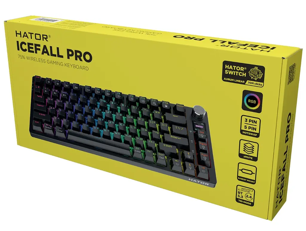 Клавіатура ігрова механічна бездротова HATOR HTK-450 UA RGB Icefall PRO, Wireless, Display Black - фото 8