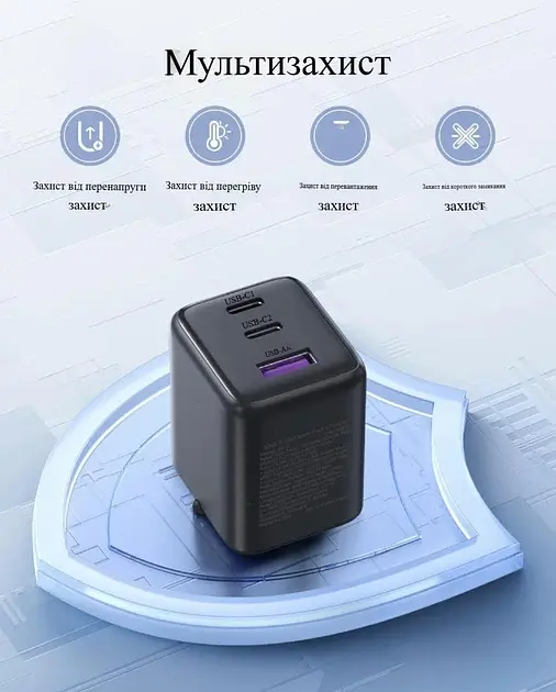 Зарядний пристрій UGREEN X515 GaNInfiniti 30W Fast Charger 3-Port для iPhone 16 15 14 Pro MAX, Samsung Galaxy, Xiaomi Tablet, iPad - фото 5
