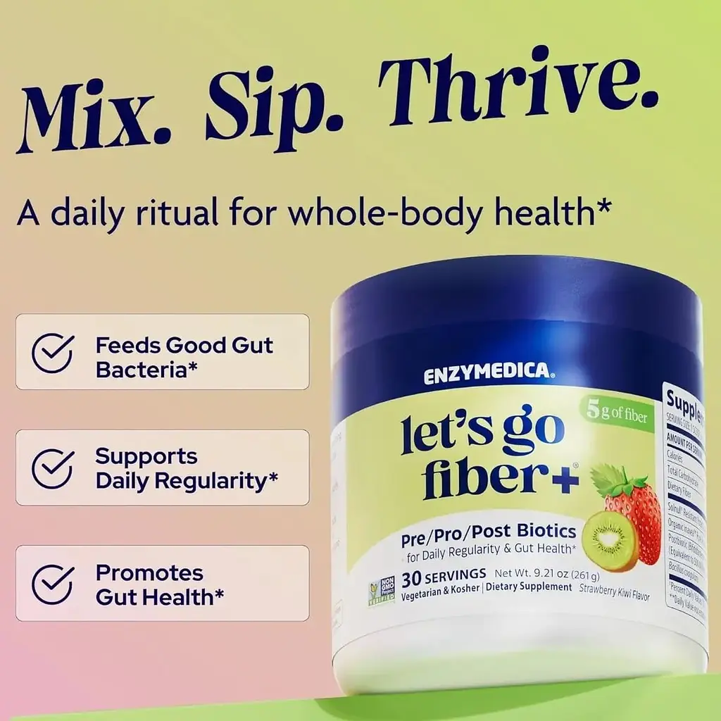 Пробіотичні волокна Enzymedica Probiotic Drink Lets Go Fiber смак ківі та полуниці 261 г - фото 2