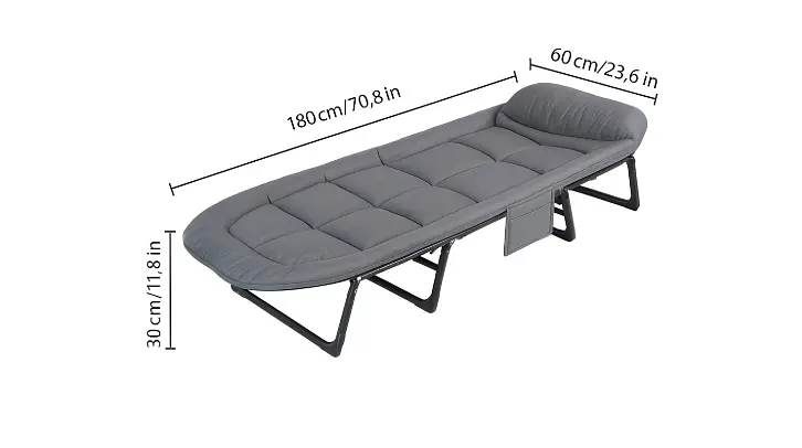 Портативне розкладне ліжко Relax Outdoor 180×60×30 см, залізна рама, до 120 кг, 5 регульованих положень - фото 2