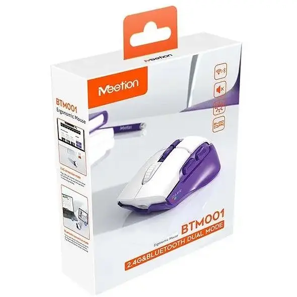 Комп'ютерна миша BTM001 RGB підсвічування 2400 DPI 7 кнопок USB 2.4G бездротова ігрова White-purple - фото 5