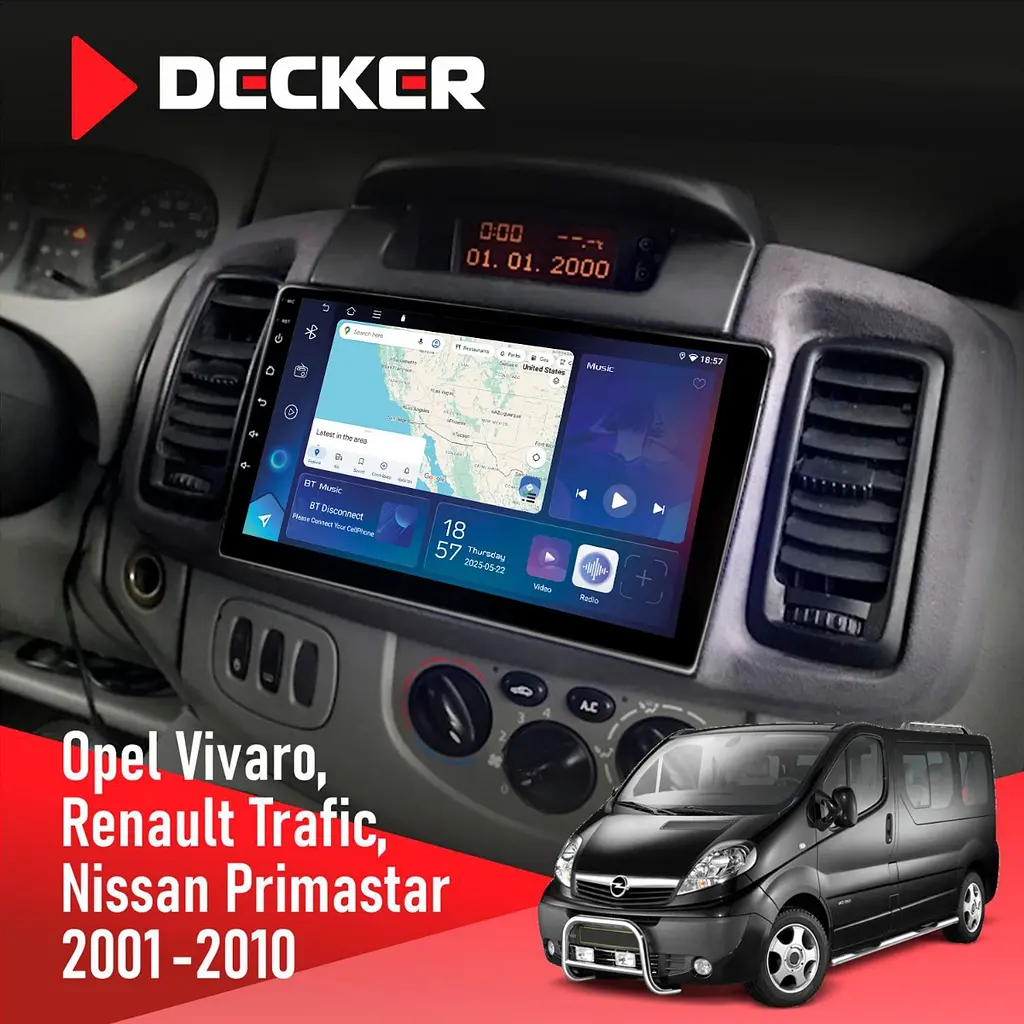 Штатна магнітола Opel Vivaro 2001-2010 Decker D9-007 4x64 DSP 360 4G Decker (НФ-00009828) - фото 2