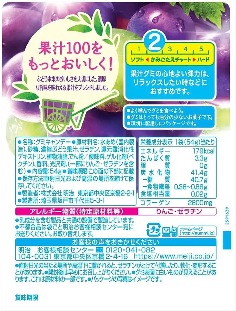 Жувальні цукерки MEIJI Fruit Juice Gummy зі смаком винограду 54 г - фото 3