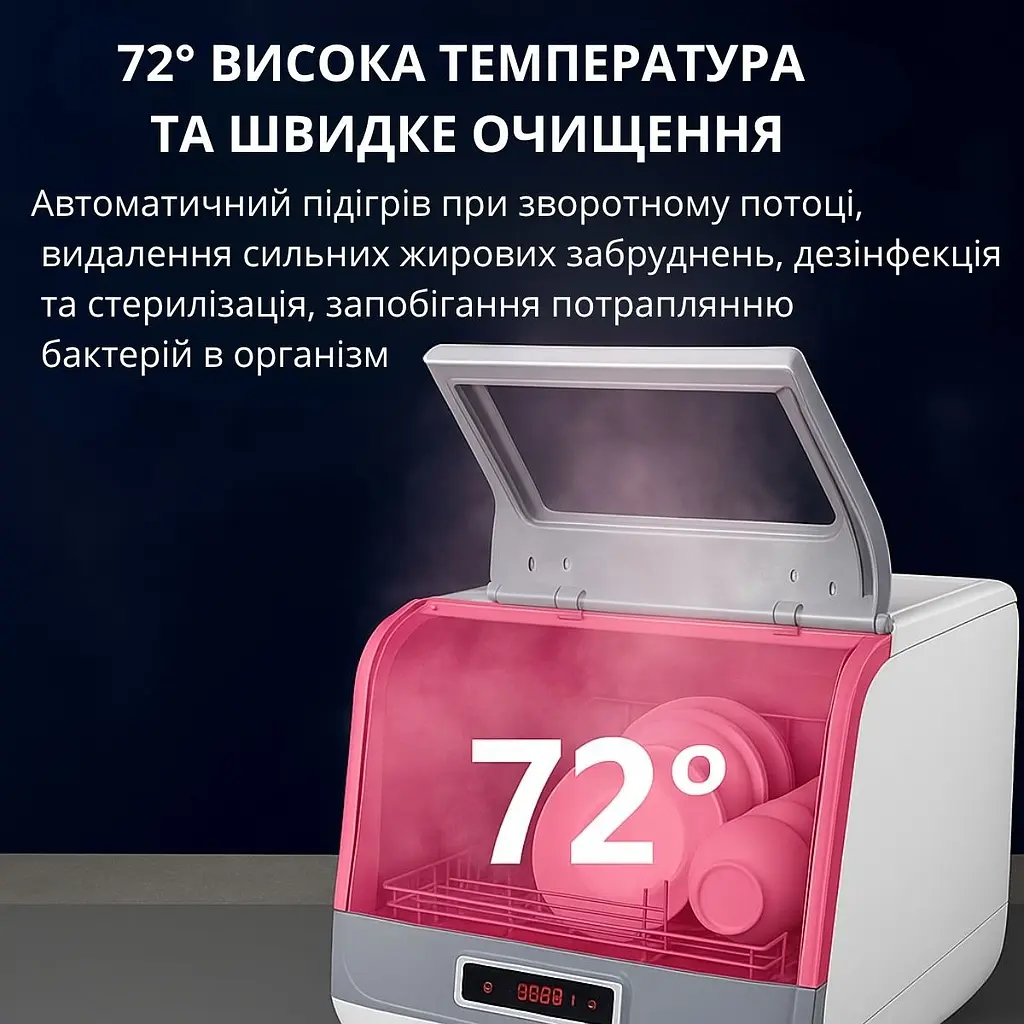 Настільна автоматична посудомийна машина 36 л 800 Вт з функцією сушіння - фото 7