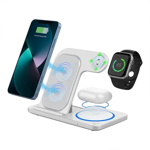 Беспроводное зарядное устройство представляет собой WiWU Foldable 3 in 1 Wireless Charger Wi-W020. - фото 8