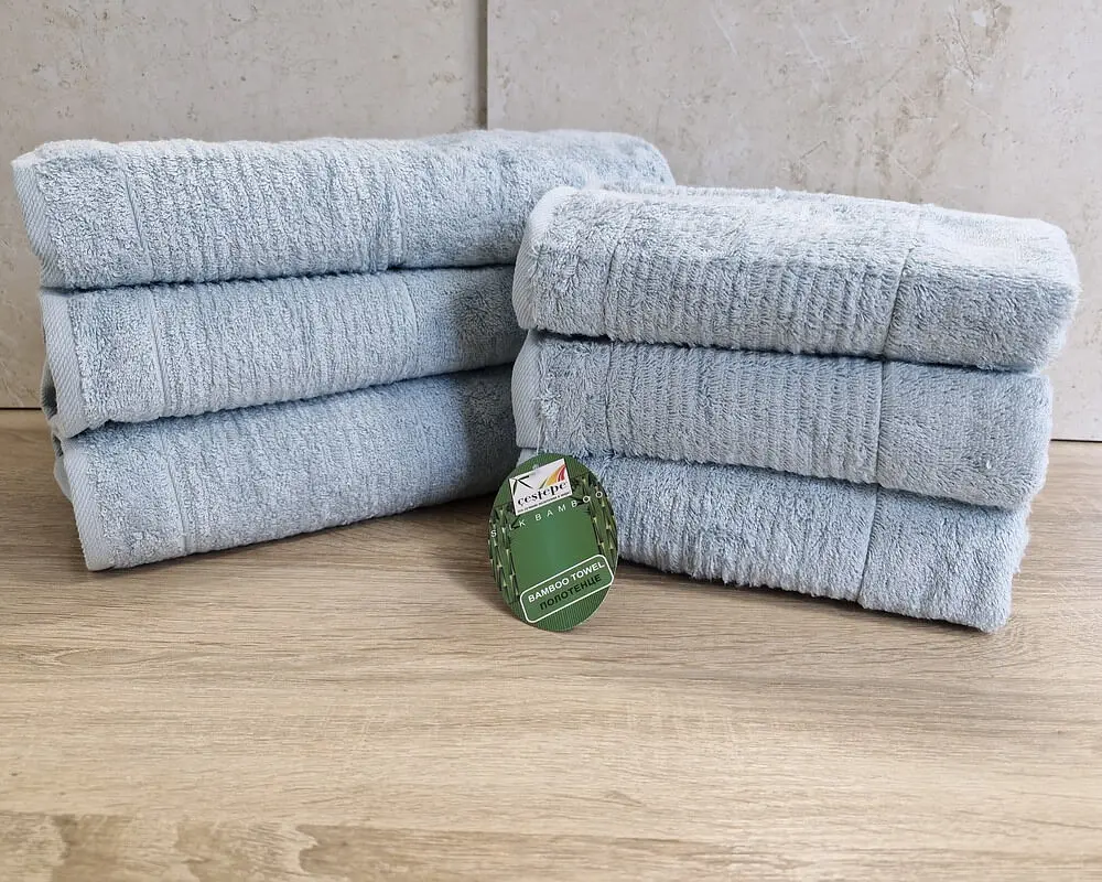 Набір турецьких махрових рушників Cestepe 50х90 3 штуки + 70х140 3 штуки Bamboo Sarev Light Blue - фото 3