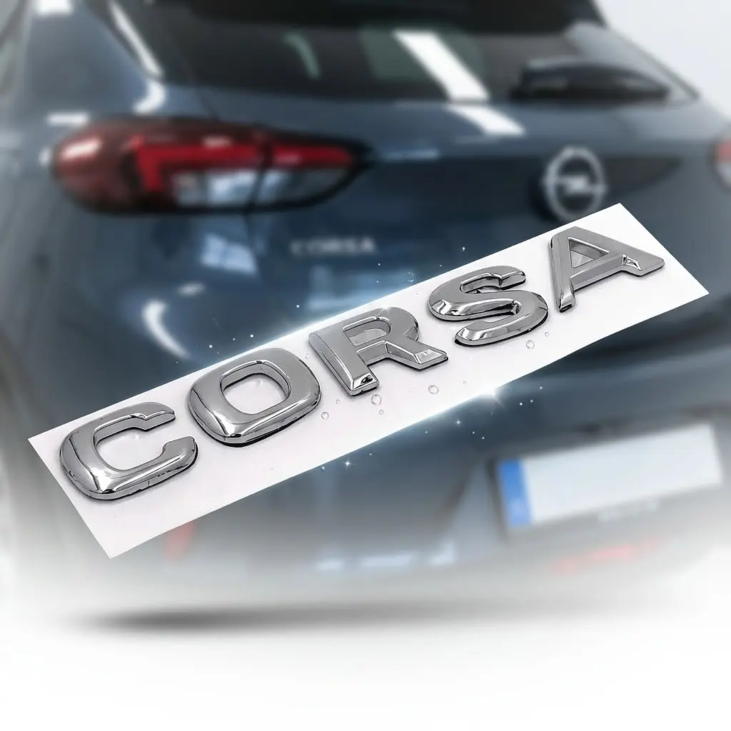 Емблема-напис CORSA хром 145x21 мм для масляного пластику на скотчі (OEM: 645OPl1013) - фото 2