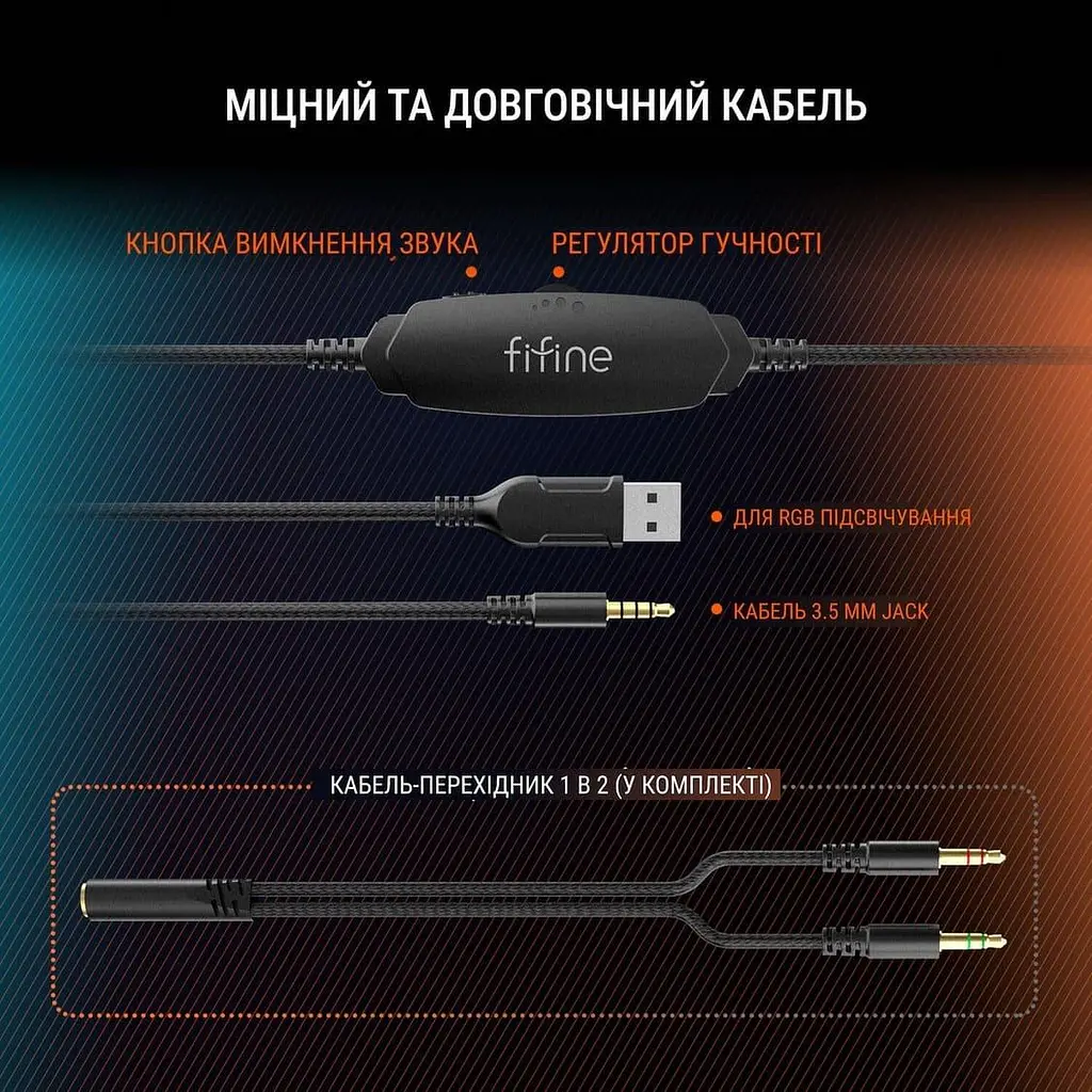 Игровая гарнитура Fifine H3 RGB Black (H3) - фото 4