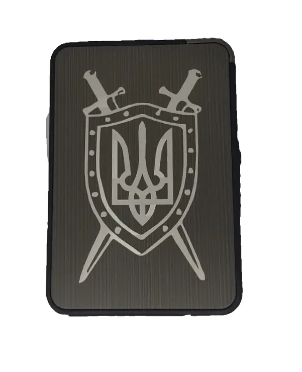 Портсигар на 10 сигарет з автоматичною подачею та запальничкою HL-427 Gray Герб Щит (15693) - фото 2