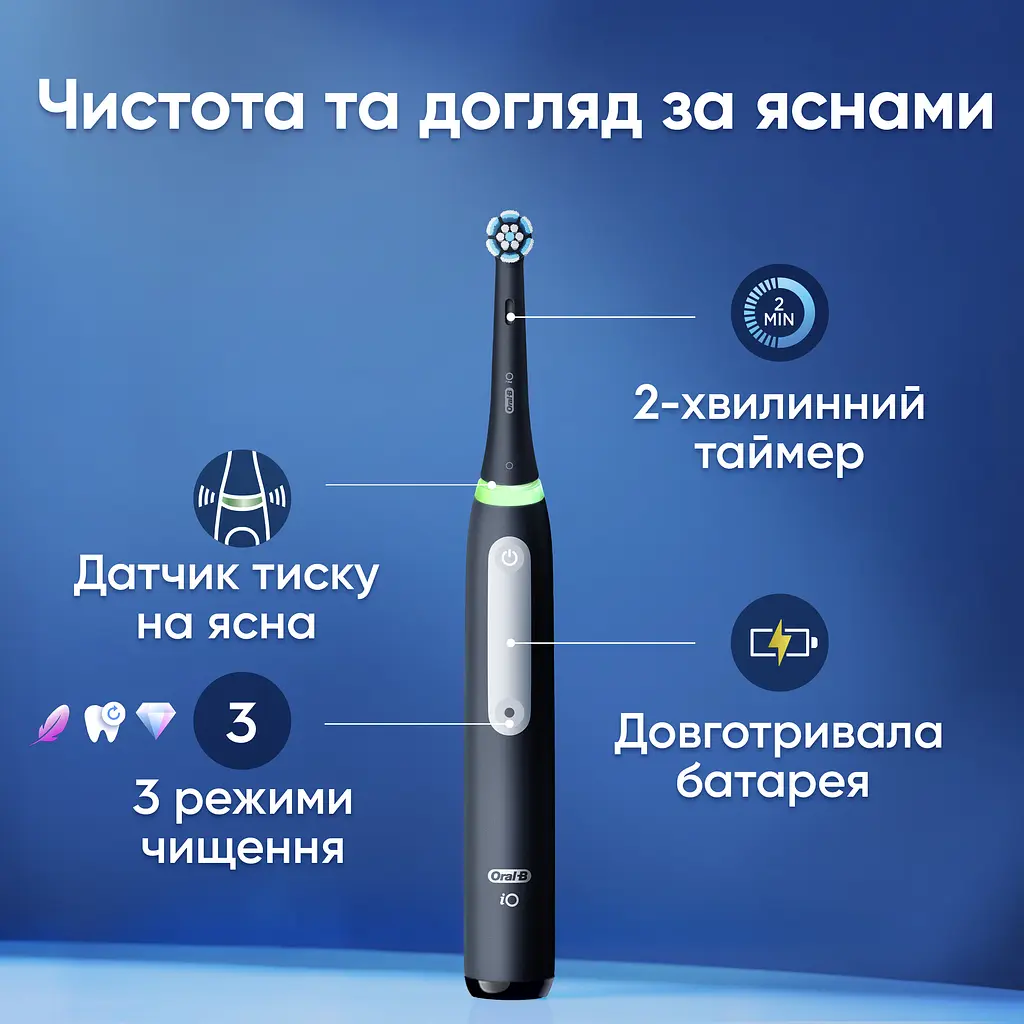 Електрична зубна щітка Oral-B iO 3 чорна - фото 3