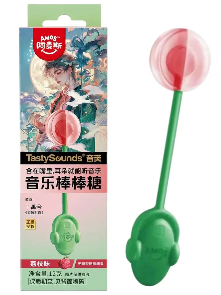 Льодяник Amos Tasty Sounds Audio Lollipop Lychee Flavor 12г - фото 2