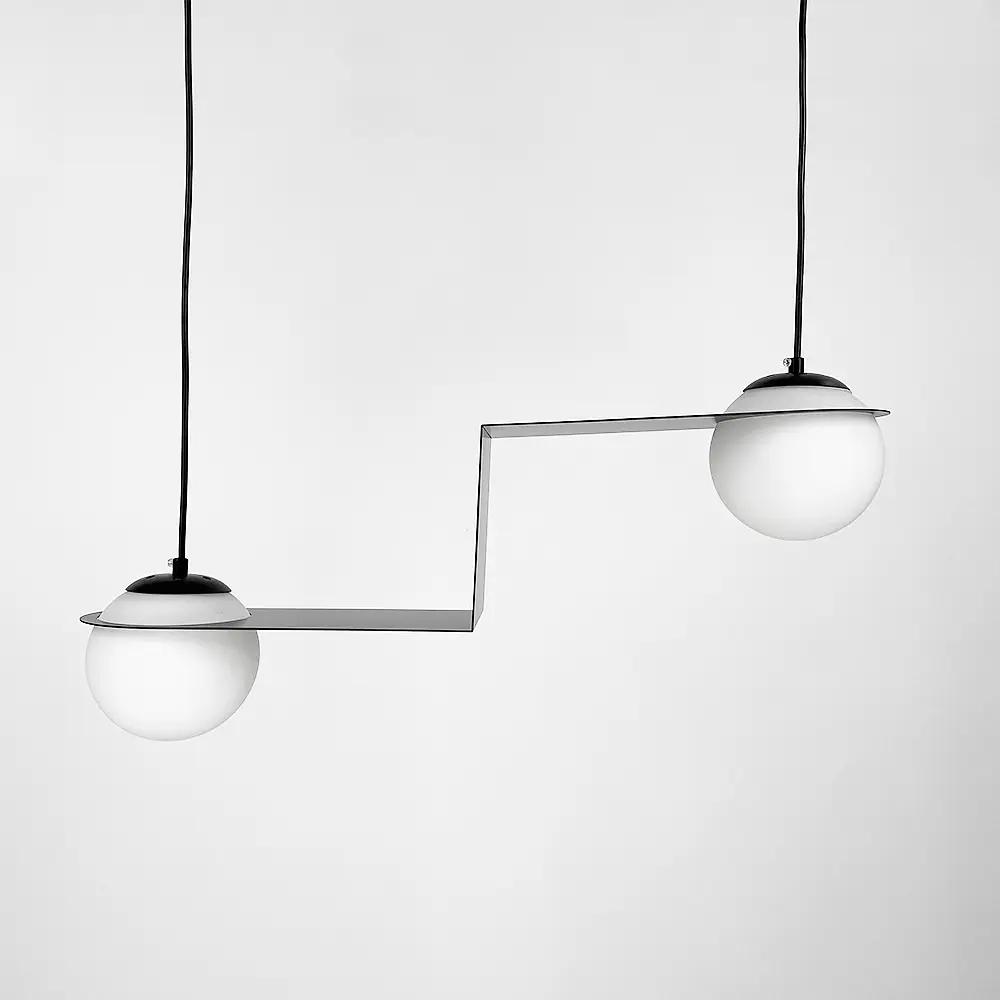 Подвесная люстра в сферических мотивах с двумя плафонами | Ст. 921/2 BK+WT | Line F - фото 3