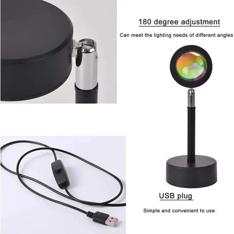 LED лампа для селфі XPRO SUN QS822 з ефектом сонця, з USB-штекером і кнопковим перемикачем (RGB_1741) - фото 5