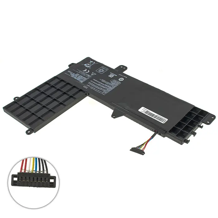 Акумулятор Asus B21N1506 Short Cable (коннектор 3см від края, EeeBook E502MA, E502SA, E502NA, L502MA, L502SA) 7.6V 3400 mAh 26Wh Black - фото 2