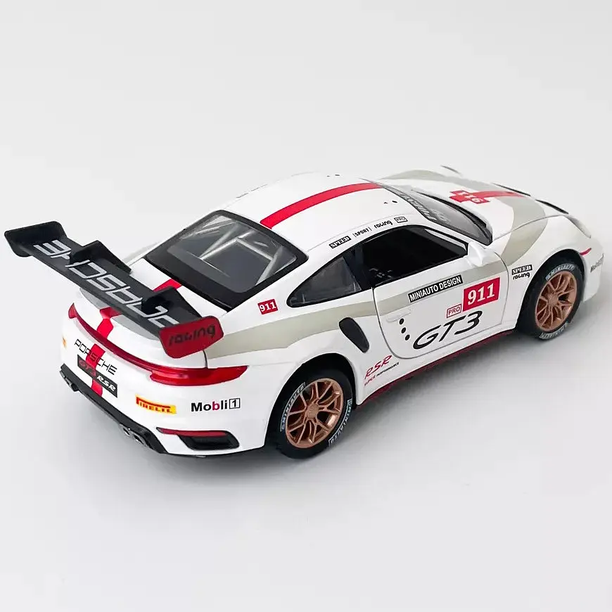 Колекційна металева модель автомобіля АвтоЕксперт Porsche 911 GT3 RSR з інерцією, світлом та звуком 1:32 - фото 8