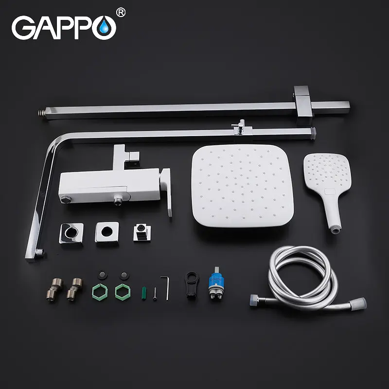 Душевая система Gappo G2417-8, излив - переключатель на лейку, белый/хром, Хром - фото 6
