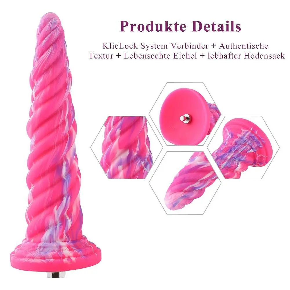 Фантазийный фаллоимитатор 10.12″ для секс-машин Hismith Silicone Dildo rose Monster Series, KlicLok - фото 2