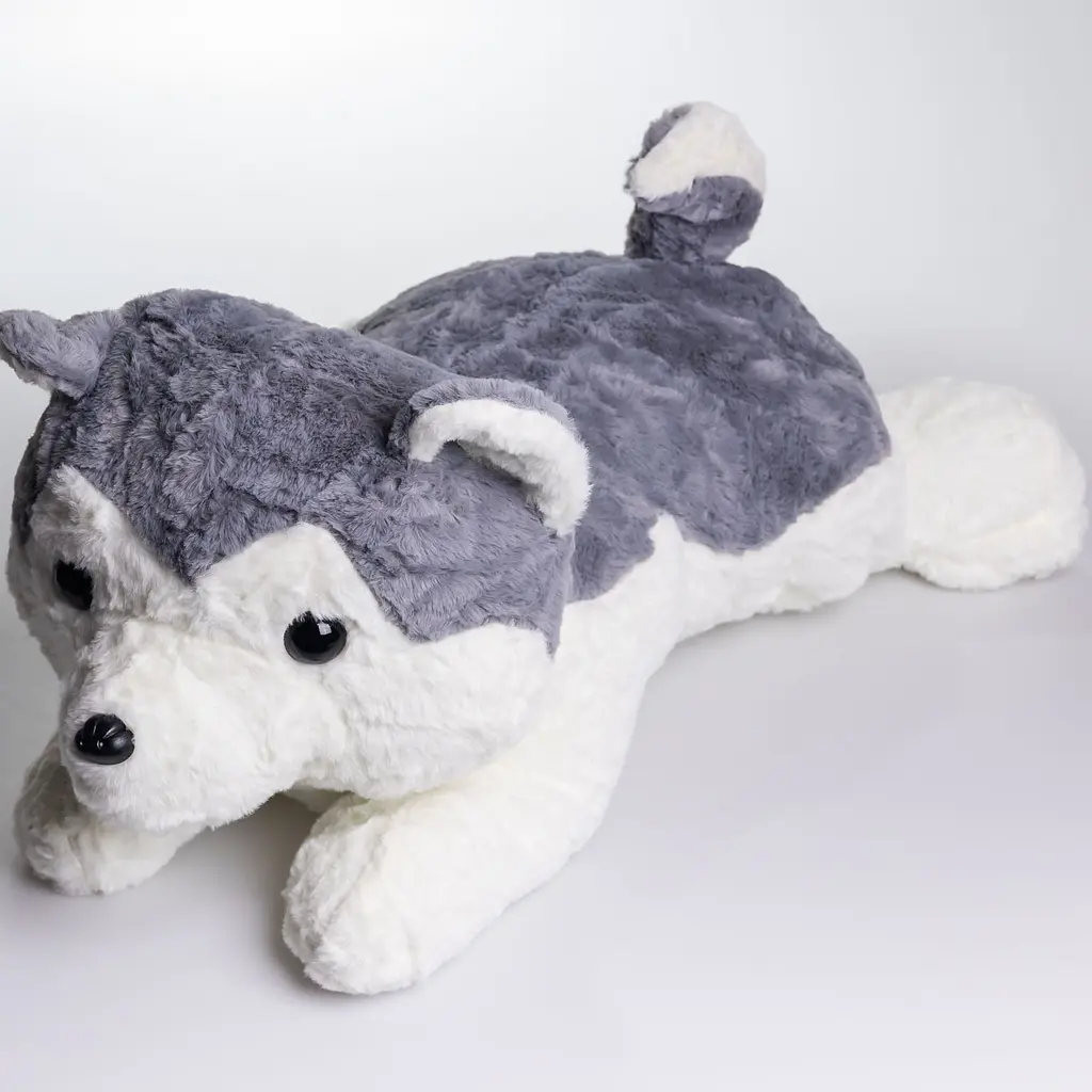 Іграшка-подушка Хаскі з пледом 100х180 см сірий ТМ COLORFUL HOME 7124G - фото 3