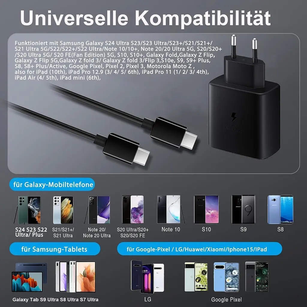 Зарядний комплект USB-C 45W з кабелем 100W 2 м для Samsung Galaxy - фото 5