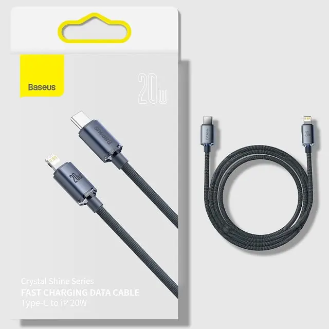 Кабель Baseus Crystal Shine Series Fast Charging Data Cable Type-C to iP 20W 1.2 м Черный - фото 3