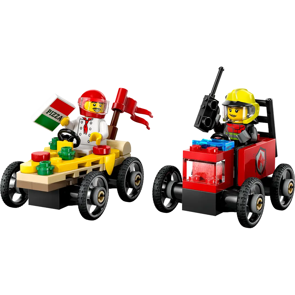 Конструктор LEGO City «Піца-авто проти пожежної машини» Набір перегонів, 70 деталей (60458) - фото 3