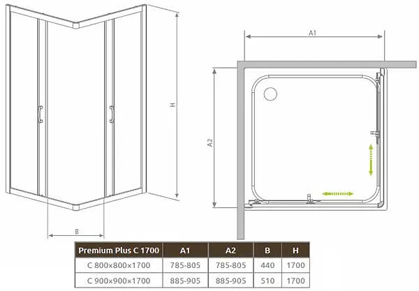 Душова кабіна Radaway Premium Plus C 90x90x170 скло прозоре 30451-01-01N - фото 4