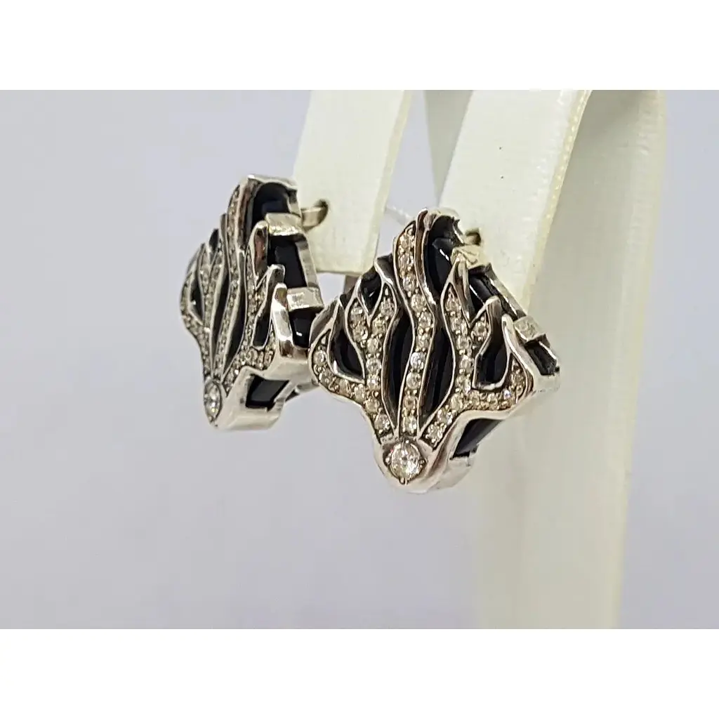 Срібні сережки Агні Вогонь з оніксом. 2402 - фото 3