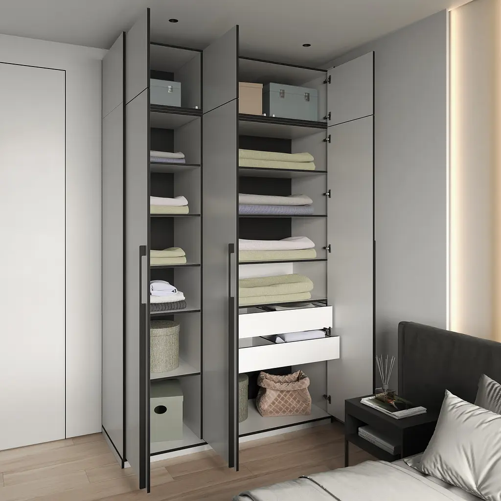 Шафа для одягу Flamecame у спальню з поличками на 3 двері FR-15 Тефра - фото 5