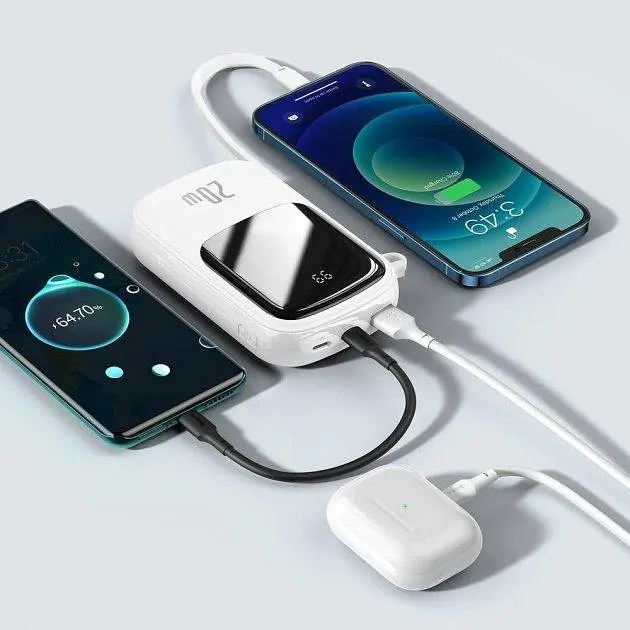 Портативна батарея Powerbank Baseus Qpow Digital Display Quick 20000 mAh 20 With Type-C Cable PPQD-H02 White - фото 3