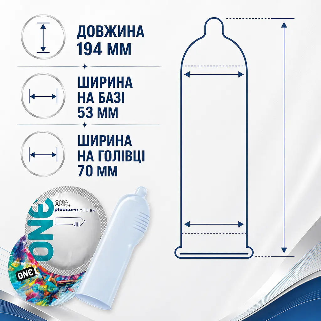 Презервативи ONE Pleasure Plus 20 ШТУК, латексні з мішечком та ребристою текстурою, зі змазкою, для додаткової стимуляції - фото 2
