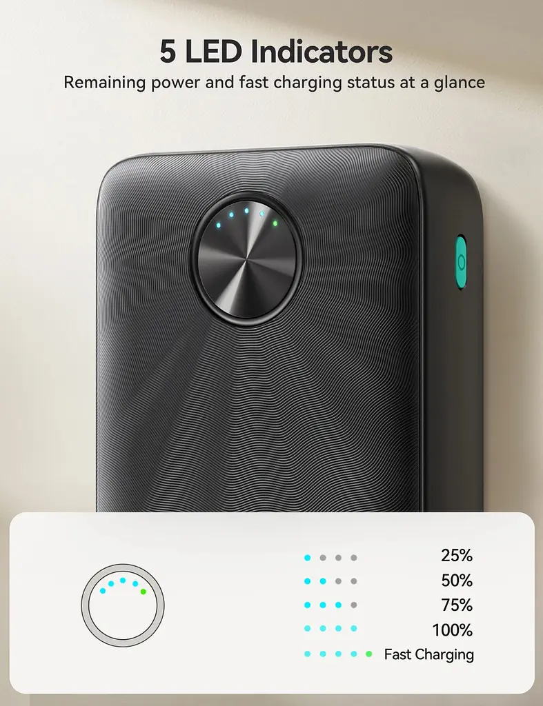 Універсальна мобільна батарея Joyroom 20000mAh 22,5W PD, QC3.0, 2xUSB-A, USB-C In/Out Чорний - фото 8