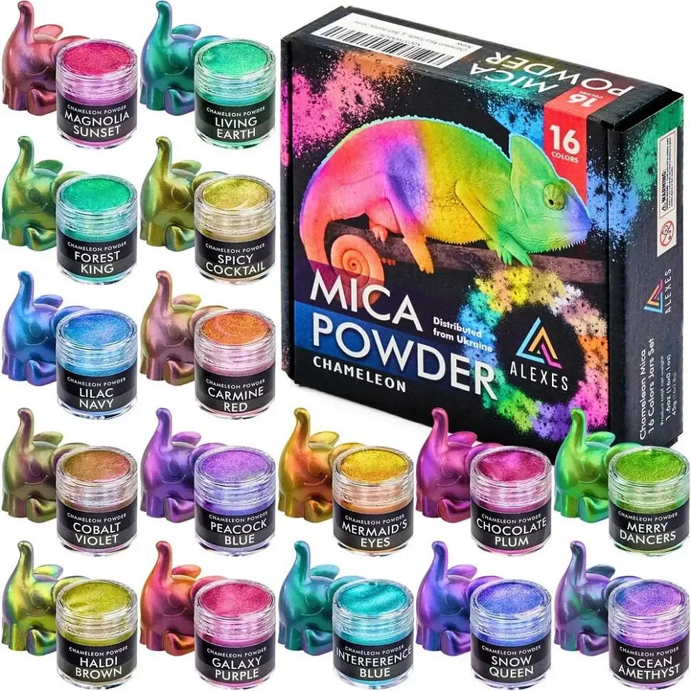 Набір пігментів для творчості Alexes "Chameleon Mica Powder", перламутровий ефект, 16 кольорів, 5+ (RN-250-N-2038) - фото 4