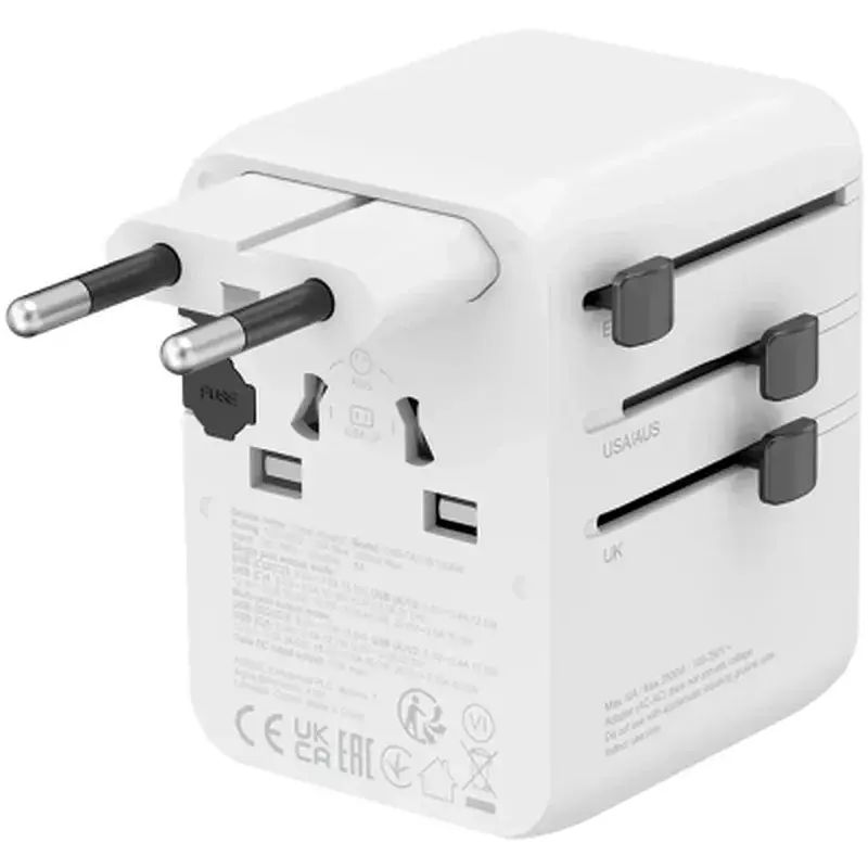 Зарядний пристрій Canyon OnTour 70 3xUSB-C + 2xUSB-A EU/UK/US/AUS 70W White (CNS-TA70W1006W) - фото 3
