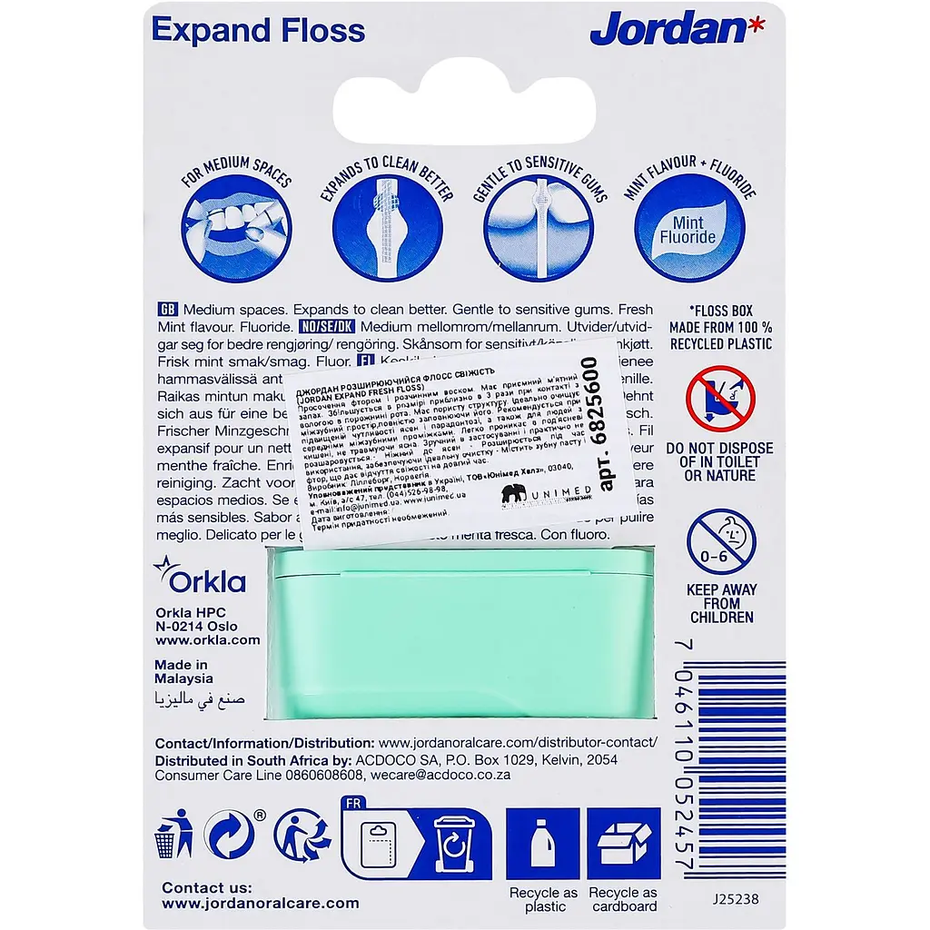 Зубна нитка-флос Jordan Everyday floss фтор, м'ята та зубна паста - фото 3